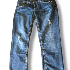 Rue21 Blue Straight Leg Jeans with Distressed Details